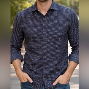 Armani Collezioni Dark Blue Patterned Shirt Size XXL